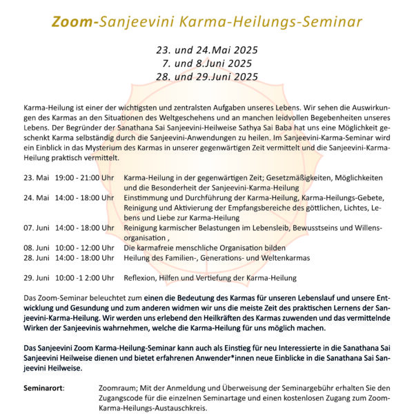 Zoom-Sanjeevini Karma-Heilungs-Seminar