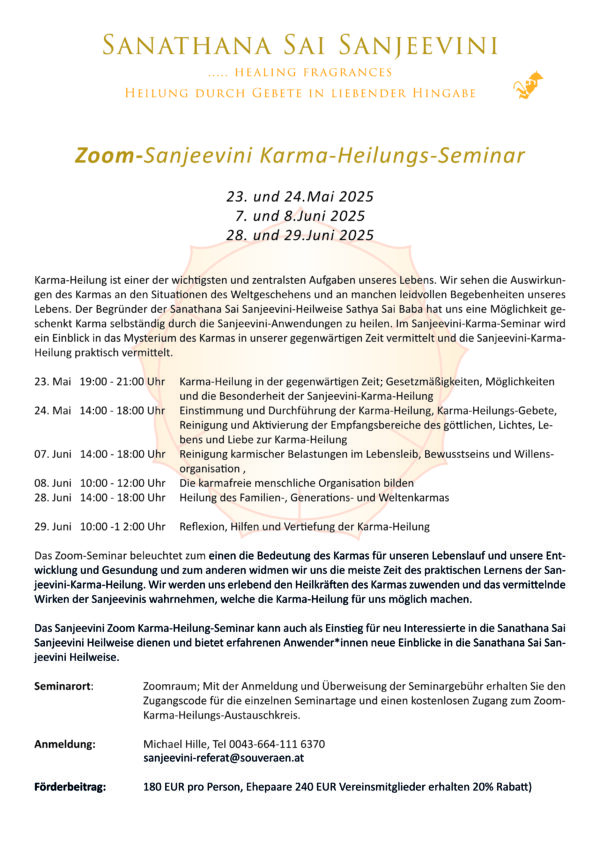 Zoom-Sanjeevini Karma-Heilungs-Seminar